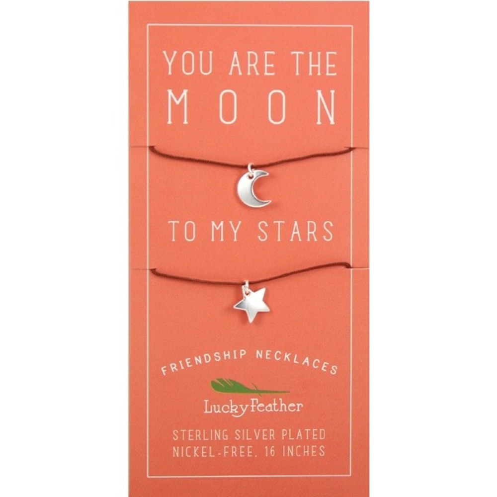 BRAND NEW LUCKY FEATHERS FRIENDSHIP NECKLACES - Silver - Moon & Stars